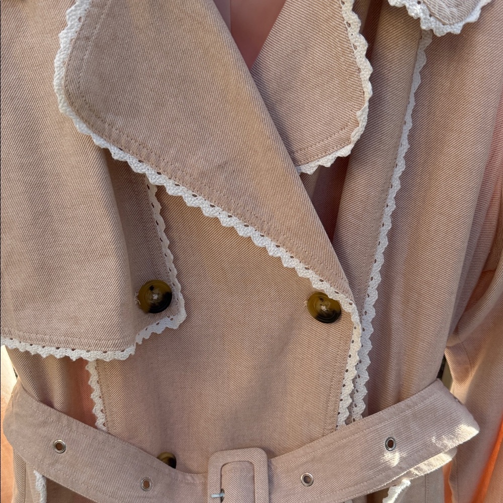 Avec Les Filles Pink Trench Coat with White Accents - Picture 4 of 9